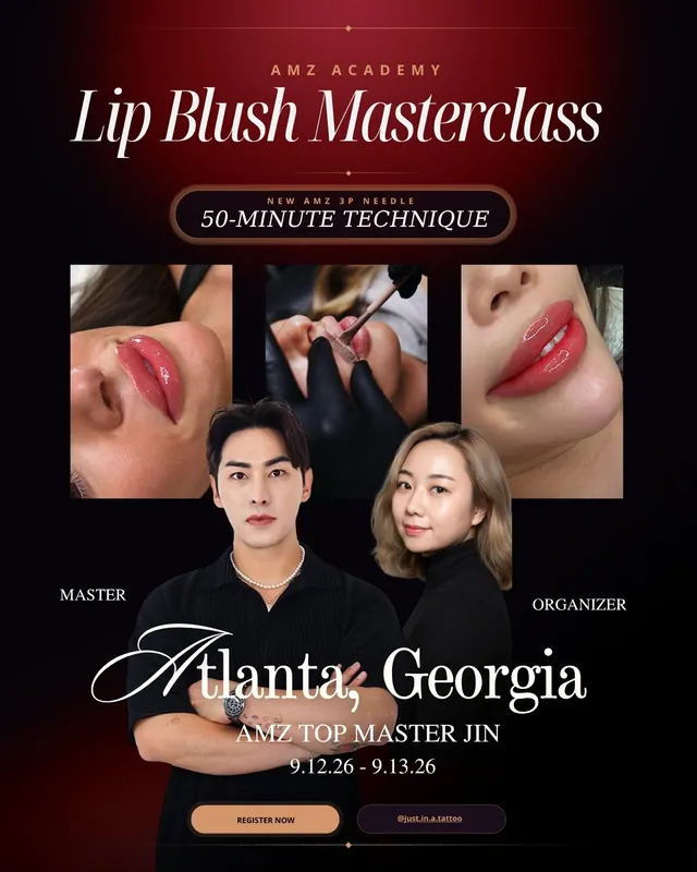 AMZ Academy Lip Blush Masterclass Atlanta flyer — Master Jin, September 12 to 13, 2026