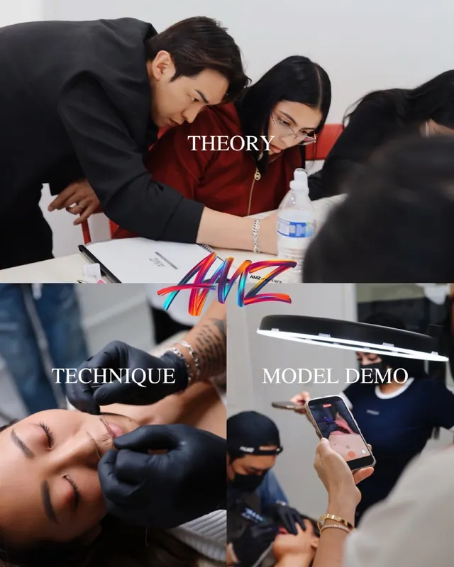 AMZ masterclass in session — theory, technique practice, and live model demo